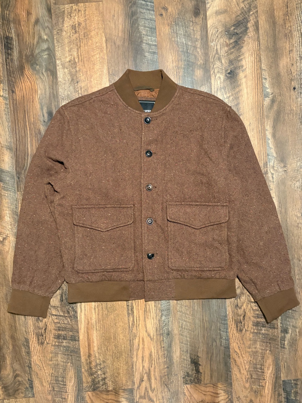 Todd Snyder Donegal Wool Button Bomber Jacket Brown L